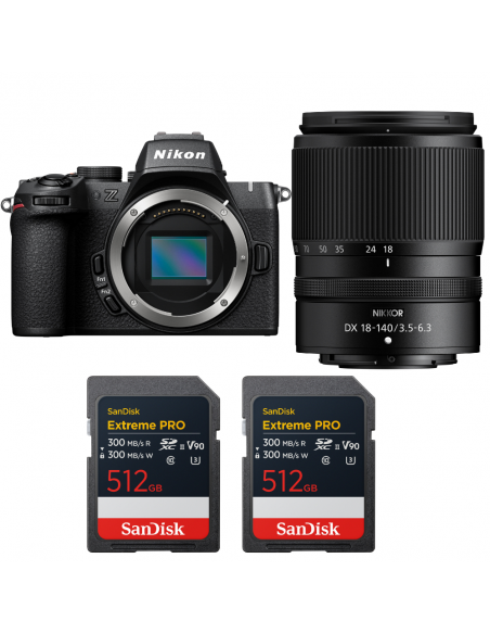 Nikon Z50 II + 18-140mm f/3.5-6.3 VR + 2 SanDisk 512GB Extreme PRO UHS-II SDXC|MCZ DIRECT