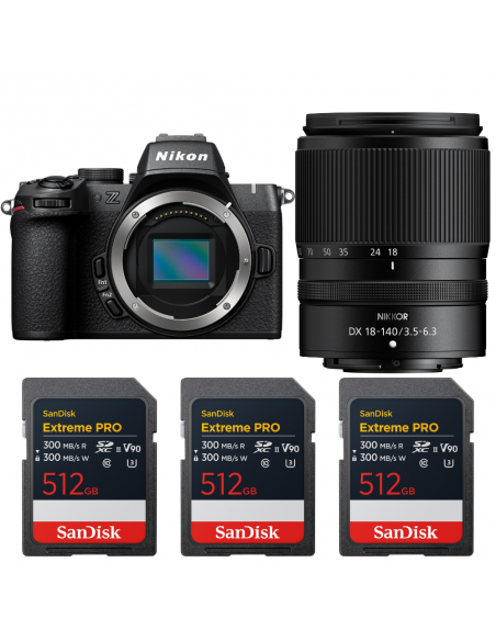 Nikon Z50 II + 18-140mm f/3.5-6.3 VR + 3 SanDisk 512GB Extreme PRO UHS-II SDXC|MCZ DIRECT