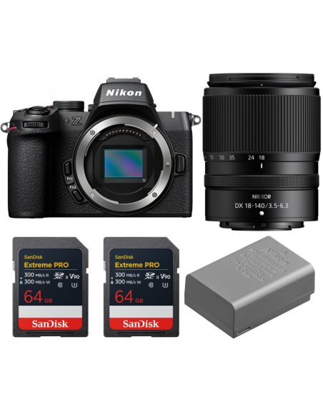 Nikon Z50 II + 18-140mm f/3.5-6.3 VR + 2 SanDisk 64GB Extreme PRO UHS-II SDXC + Nikon EN-EL25a|MCZ DIRECT