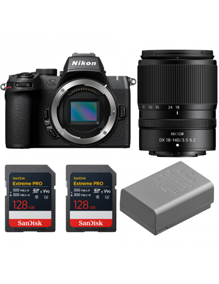 Nikon Z50 II + 18-140mm f/3.5-6.3 VR + 2 SanDisk 128GB Extreme PRO UHS-II SDXC + Nikon EN-EL25a|MCZ DIRECT