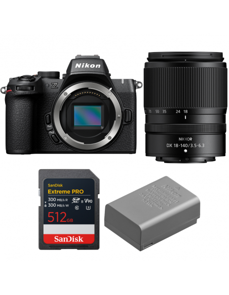 Nikon Z50 II + 18-140mm f/3.5-6.3 VR + 1 SanDisk 512GB Extreme PRO UHS-II SDXC + Nikon EN-EL25a|MCZ DIRECT