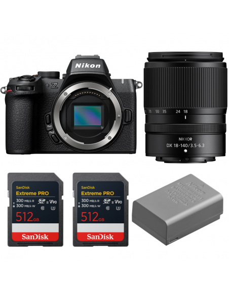 Nikon Z50 II + 18-140mm f/3.5-6.3 VR + 2 SanDisk 512GB Extreme PRO UHS-II SDXC + Nikon EN-EL25a|MCZ DIRECT