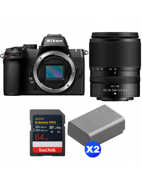 Nikon Z50 II + 18-140mm f/3.5-6.3 VR + 1 SanDisk 64GB Extreme PRO UHS-II SDXC + 2 Nikon EN-EL25a|MCZ DIRECT
