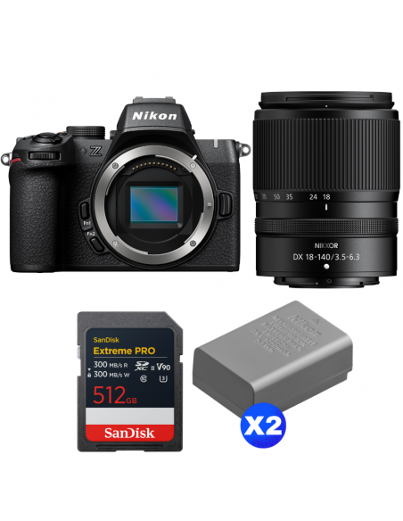 Nikon Z50 II + 18-140mm f/3.5-6.3 VR + 1 SanDisk 512GB Extreme PRO UHS-II SDXC + 2 Nikon EN-EL25a|MCZ DIRECT