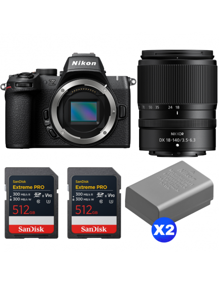 Nikon Z50 II + 18-140mm f/3.5-6.3 VR + 2 SanDisk 512GB Extreme PRO UHS-II SDXC + 2 Nikon EN-EL25a|MCZ DIRECT