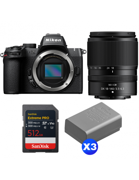 Nikon Z50 II + 18-140mm f/3.5-6.3 VR + 1 SanDisk 512GB Extreme PRO UHS-II SDXC + 3 Nikon EN-EL25a|MCZ DIRECT