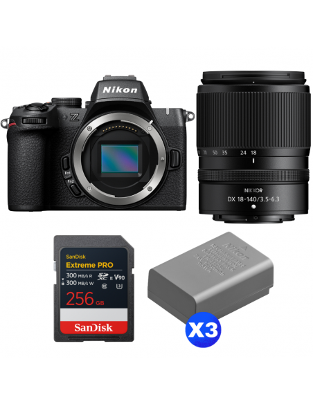 Nikon Z50 II + 18-140mm f/3.5-6.3 VR + 1 SanDisk 256GB Extreme PRO UHS-II SDXC + 3 Nikon EN-EL25a|MCZ DIRECT