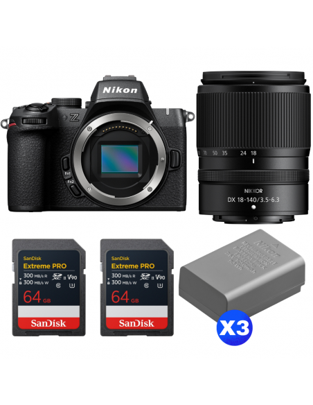 Nikon Z50 II + 18-140mm f/3.5-6.3 VR + 2 SanDisk 64GB Extreme PRO UHS-II SDXC + 3 Nikon EN-EL25a|MCZ DIRECT