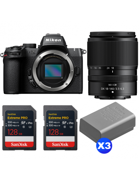 Nikon Z50 II + 18-140mm f/3.5-6.3 VR + 2 SanDisk 128GB Extreme PRO UHS-II SDXC + 3 Nikon EN-EL25a|MCZ DIRECT