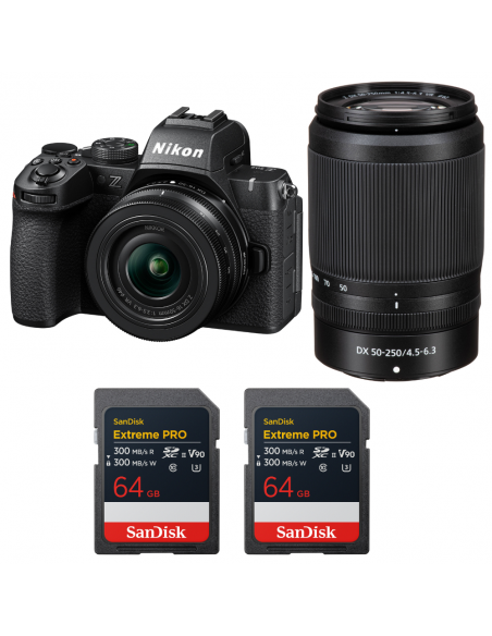 Nikon Z50 II + 16-50mm + 50-250mm + 2 SanDisk 64GB Extreme PRO UHS-II SDXC|MCZ DIRECT