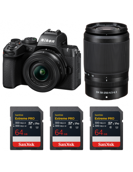 Nikon Z50 II + 16-50mm + 50-250mm + 3 SanDisk 64GB Extreme PRO UHS-II SDXC|MCZ DIRECT