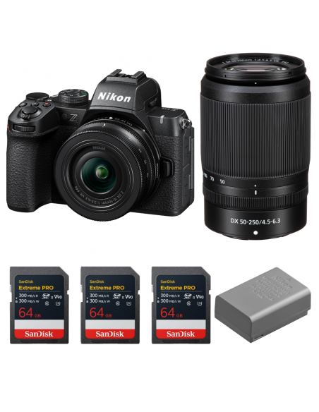 Nikon Z50 II + 16-50mm + 50-250mm + 3 SanDisk 64GB Extreme PRO UHS-II SDXC + Nikon EN-EL25a|MCZ DIRECT