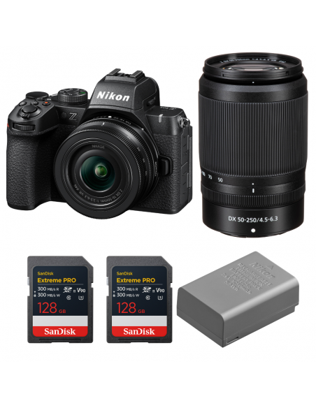 Nikon Z50 II + 16-50mm + 50-250mm + 2 SanDisk 128GB Extreme PRO UHS-II SDXC + Nikon EN-EL25a|MCZ DIRECT