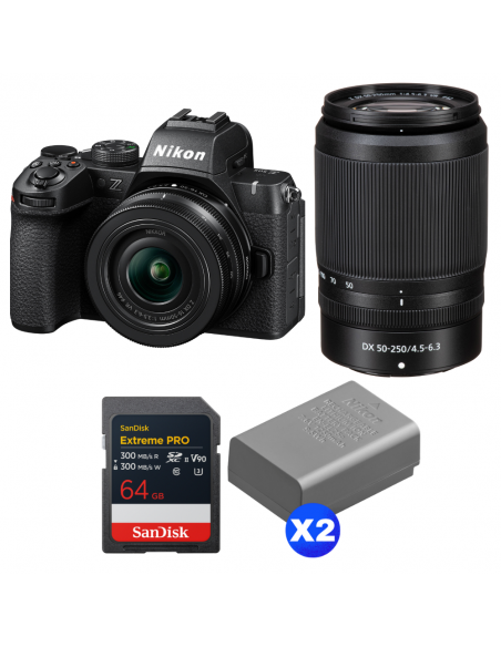 Nikon Z50 II + 16-50mm + 50-250mm + 1 SanDisk 64GB Extreme PRO UHS-II SDXC + 2 Nikon EN-EL25a|MCZ DIRECT