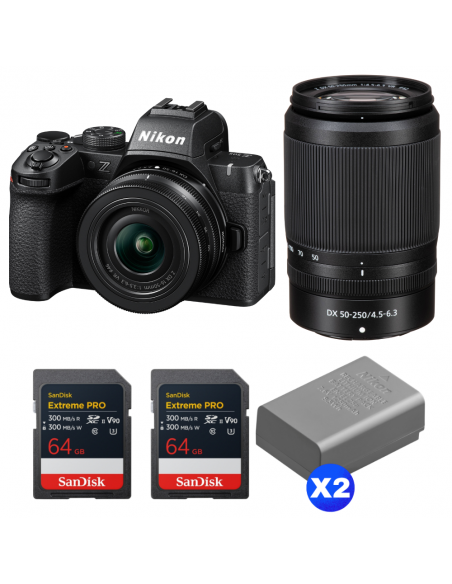 Nikon Z50 II + 16-50mm + 50-250mm + 2 SanDisk 64GB Extreme PRO UHS-II SDXC + 2 Nikon EN-EL25a|MCZ DIRECT