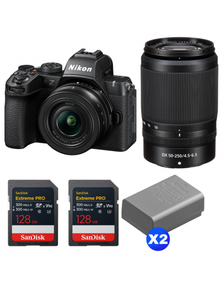 Nikon Z50 II + 16-50mm + 50-250mm + 2 SanDisk 128GB Extreme PRO UHS-II SDXC + 2 Nikon EN-EL25a|MCZ DIRECT