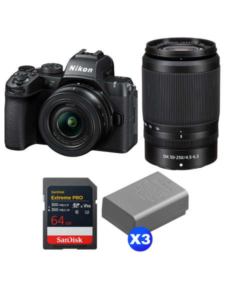 Nikon Z50 II + 16-50mm + 50-250mm + 1 SanDisk 64GB Extreme PRO UHS-II SDXC + 3 Nikon EN-EL25a|MCZ DIRECT