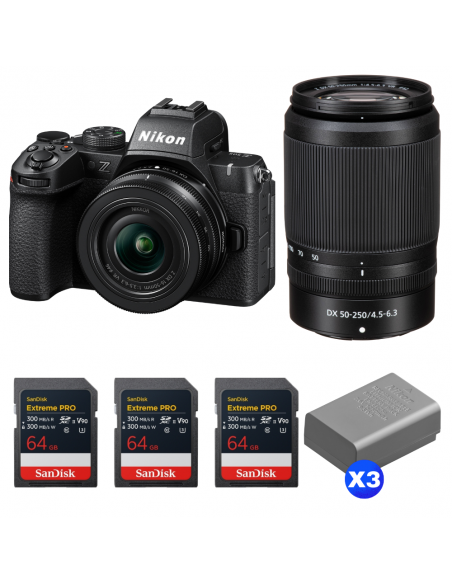 Nikon Z50 II + 16-50mm + 50-250mm + 3 SanDisk 64GB Extreme PRO UHS-II SDXC + 3 Nikon EN-EL25a|MCZ DIRECT