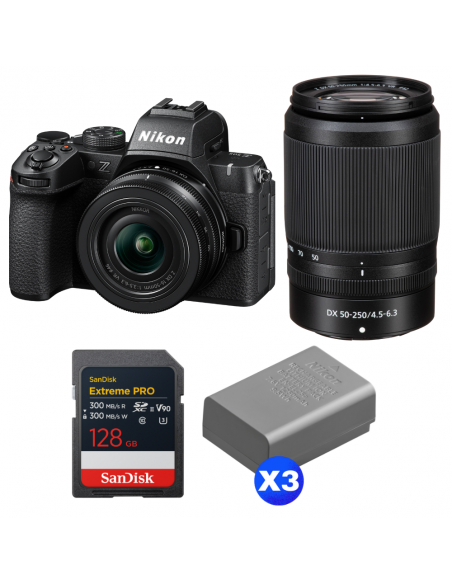 Nikon Z50 II + 16-50mm + 50-250mm + 1 SanDisk 128GB Extreme PRO UHS-II SDXC + 3 Nikon EN-EL25a|MCZ DIRECT