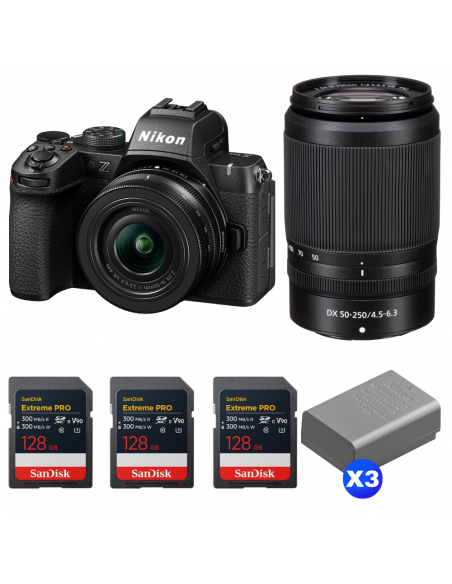 Nikon Z50 II + 16-50mm + 50-250mm + 3 SanDisk 128GB Extreme PRO UHS-II SDXC + 3 Nikon EN-EL25a|MCZ DIRECT