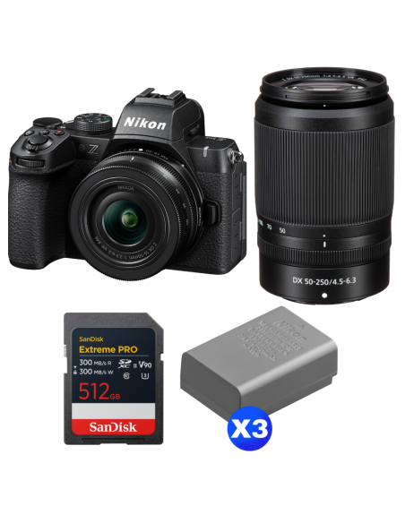 Nikon Z50 II + 16-50mm + 50-250mm + 1 SanDisk 512GB Extreme PRO UHS-II SDXC + 3 Nikon EN-EL25a|MCZ DIRECT