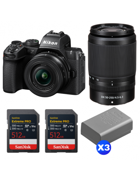 Nikon Z50 II + 16-50mm + 50-250mm + 2 SanDisk 512GB Extreme PRO UHS-II SDXC + 3 Nikon EN-EL25a|MCZ DIRECT