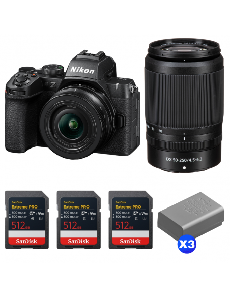Nikon Z50 II + 16-50mm + 50-250mm + 3 SanDisk 512GB Extreme PRO UHS-II SDXC + 3 Nikon EN-EL25a|MCZ DIRECT