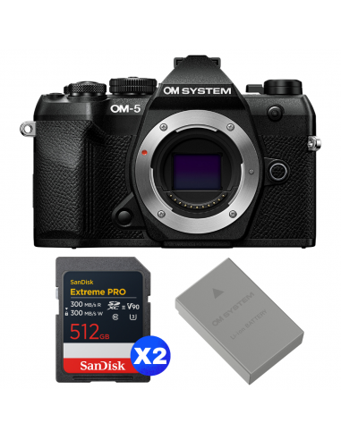 OM SYSTEM OM-5 Mark II Noir + 2 SanDisk 512GB Extreme PRO UHS-II SDXC + OM System BLS-50 OM SYSTEM APPAREIL PHOTO HYBRIDE 2 005,00 € MCZ DIRECT