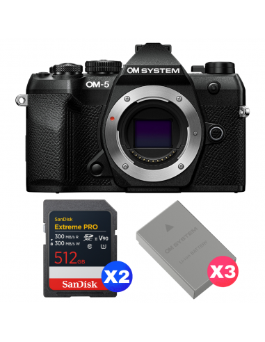 OM SYSTEM OM-5 Mark II Noir + 2 SanDisk 512GB Extreme PRO UHS-II SDXC + 3 OM System BLS-50 OM SYSTEM APPAREIL PHOTO HYBRIDE 2 503,00 € MCZ DIRECT