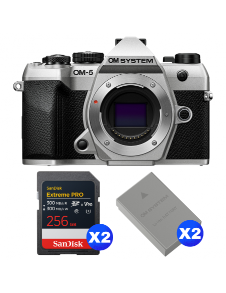 OM SYSTEM OM-5 Mark II Silver + 2 SanDisk 256GB Extreme PRO UHS-II SDXC + 2 OM System BLS-50 OM SYSTEM OM SYSTEM OM-5 Mark II Cuerpo 1.620,00 € MCZ DIRECT