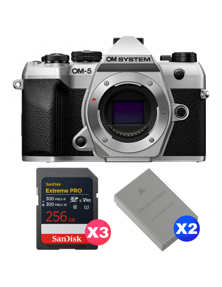 OM SYSTEM OM-5 Mark II Silver + 3 SanDisk 256GB Extreme PRO UHS-II SDXC + 2 OM System BLS-50 OM SYSTEM OM SYSTEM OM-5 Mark II Cuerpo 1.856,00 € MCZ DIRECT
