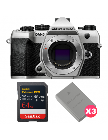 OM SYSTEM OM-5 Mark II Silver + 1 SanDisk 64GB Extreme PRO UHS-II SDXC + 3 OM System BLS-50 OM SYSTEM OM SYSTEM OM-5 Mark II Cuerpo 1.308,00 € MCZ DIRECT