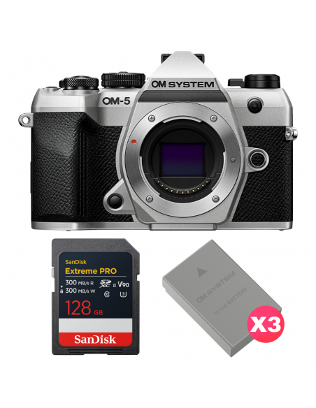 OM SYSTEM OM-5 Mark II Silver + 1 SanDisk 128GB Extreme PRO UHS-II SDXC + 3 OM System BLS-50 OM SYSTEM OM SYSTEM OM-5 Mark II Cuerpo 1.387,00 € MCZ DIRECT