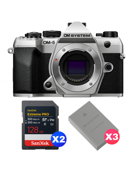 OM SYSTEM OM-5 Mark II Silver + 2 SanDisk 128GB Extreme PRO UHS-II SDXC + 3 OM System BLS-50 OM SYSTEM OM SYSTEM OM-5 Mark II Cuerpo 1.560,00 € MCZ DIRECT
