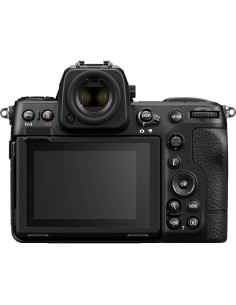 Vue arrière du Nikon Z8 avec écran LCD et commandes intégrées pour photographie hybride