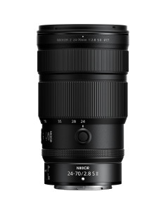 Nikon NIKKOR Z 24-70mm f/2.8 S II Lens front view with focus ring and smooth design Nikon NIKKOR Z 24-70mm f/2.8 S II Lens front view with focus ring and smooth design