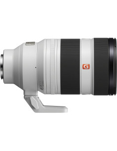 Objectif Sony FE 50-150mm f/2 GM en détail, monture E, construction robuste, collier de pied visible