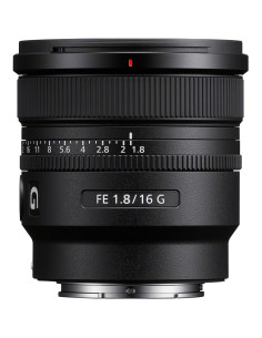 Sony FE 16mm f/1.8 G lens, showing focus ring and mount details, optimized for full-frame sensors Sony FE 16mm f/1.8 G lens, showing focus ring and mount details, optimized for full-frame sensors