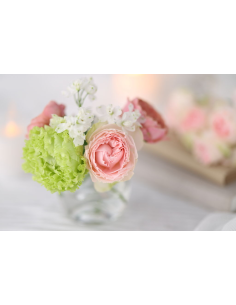 Beautiful floral arrangement in soft focus, creating a warm and inviting atmosp, captured with Canon RF 85mm f/1.4 L VCM Lens Beautiful floral arrangement in soft focus, creating a warm and inviting atmosp, captured with Canon RF 85mm f/1.4 L VCM Lens
