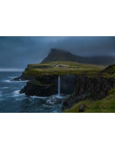 A scenic coastal landscape with a waterfall and dramatic cliffs under a c, captured with Fujifilm XF 16-55mm f/2.8 R LM WR II A scenic coastal landscape with a waterfall and dramatic cliffs under a c, captured with Fujifilm XF 16-55mm f/2.8 R LM WR II