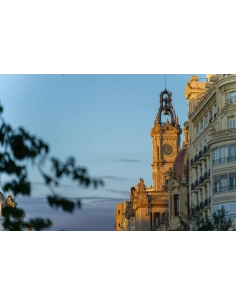 A beautiful cityscape with a historic clock tower at sunset, captured with Tamron 35-150mm f/2-2.8 Di III VXD Lens for Nikon A beautiful cityscape with a historic clock tower at sunset, captured with Tamron 35-150mm f/2-2.8 Di III VXD Lens for Nikon