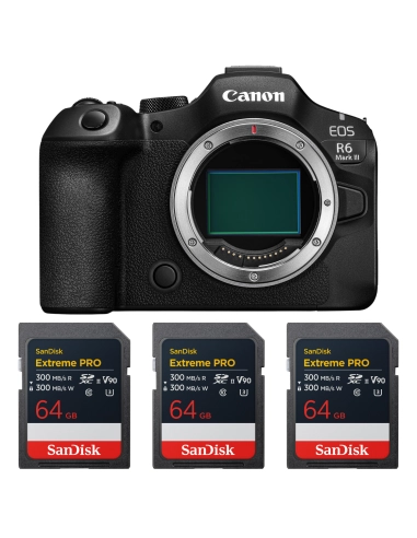 Canon EOS R6 Mark III + 3 SanDisk 64GB Extreme PRO UHS-II SDXC Canon APPAREIL PHOTO HYBRIDE 2 566,00 € MCZ DIRECT
