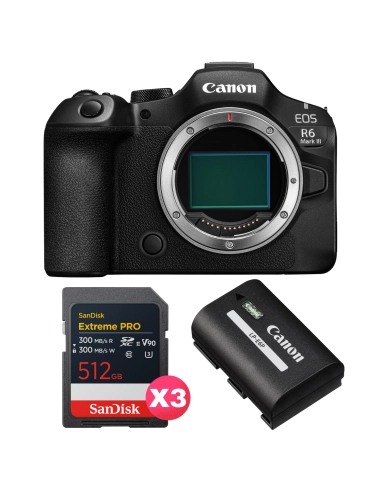 Canon EOS R6 Mark III Pack 3x512GB + LP-E6P
