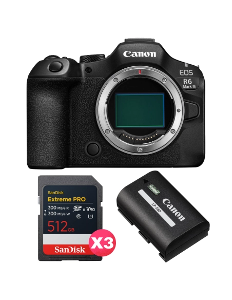 Canon EOS R6 Mark III Pack 3x512GB + LP-E6P