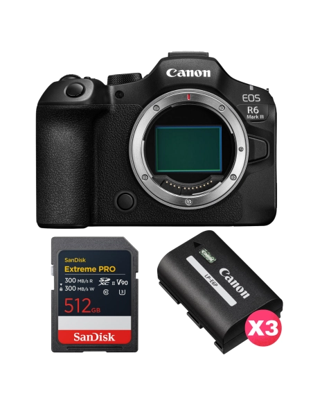 Canon EOS R6 Mark III + SD 512GB + 3 LP-E6P