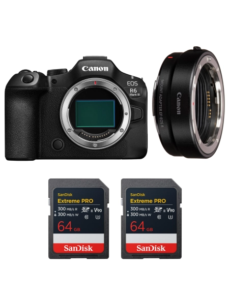 Canon EOS R6 Mark III + EF Adapter + 2×64GB