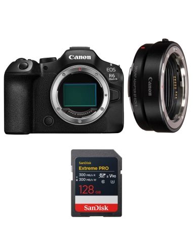 Canon EOS R6 Mark III + Canon EF-EOS R + 1 SanDisk 128GB Extreme PRO UHS-II SDXC Canon MIRRORLESS CAMERAS €2,564.00 MCZ DIRECT