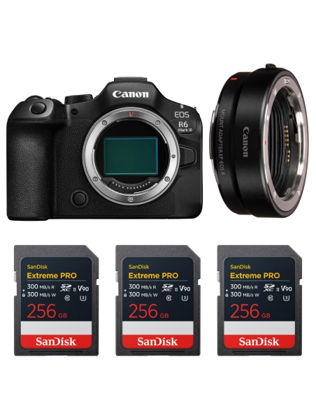 Canon EOS R6 Mark III + EF Adapter + 3×256GB