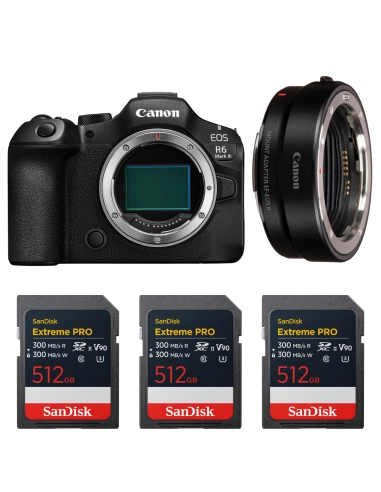 Canon EOS R6 Mark III + EF Adapter + 3×512GB