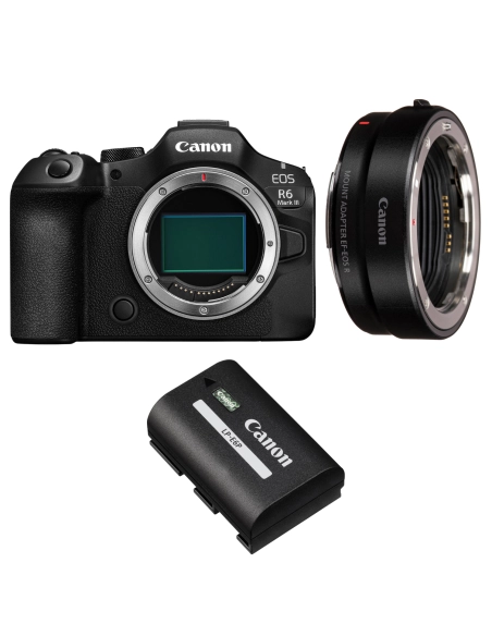 Canon EOS R6 Mark III + Canon EF-EOS R + 1 Canon LP-E6P Canon MIRRORLESS CAMERAS €2,481.00 MCZ DIRECT